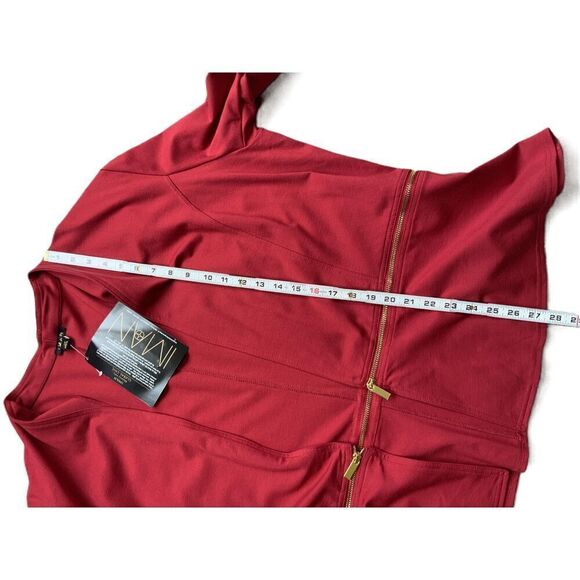 NWT IMAN Red Open Front Zipper Detail Long Sleeve Jacket Sz 3X Corpgore Business - Picture 15 of 16